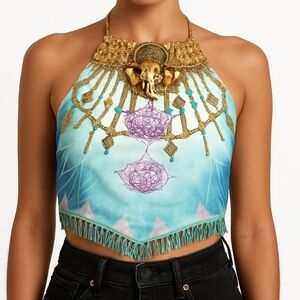 24 HRS Mind of the Mantra Sahasrara Halter Top Festival Crop | Limited Edition